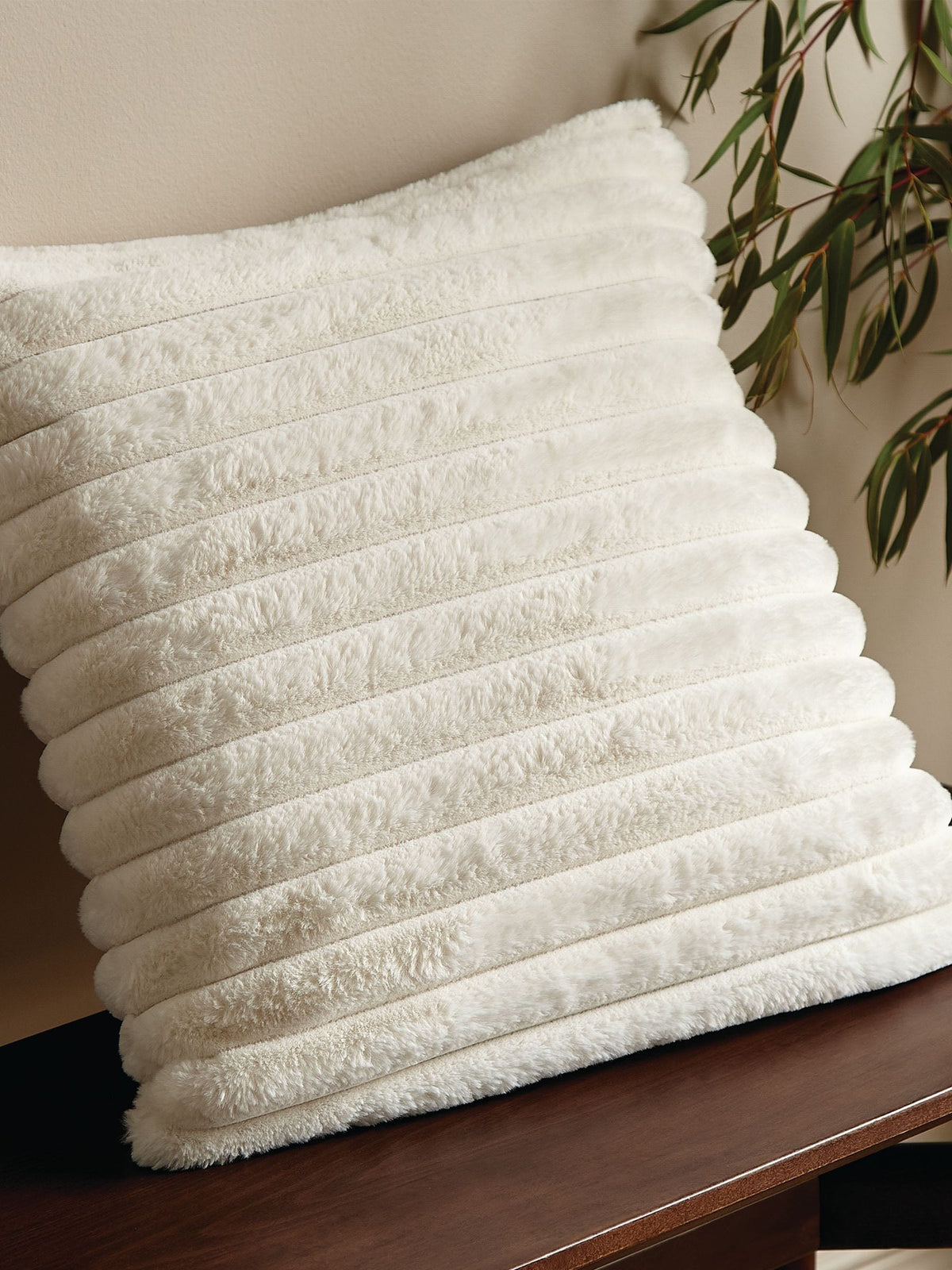 Catherine Lansfield cream ribbed cushion 45x45cm, imported from the UK