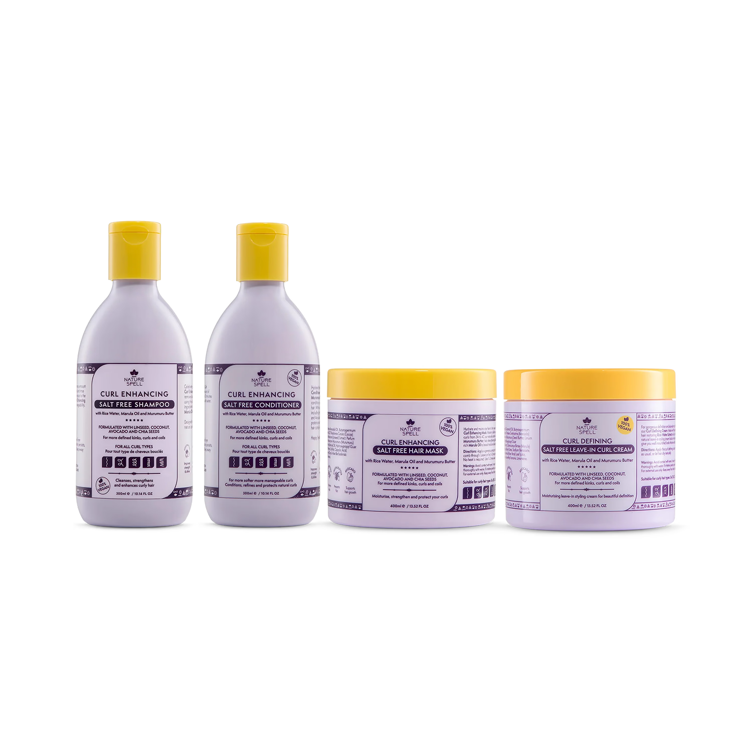 Nature Spell Curl Enhancing Haircare Collection, imported from the UK