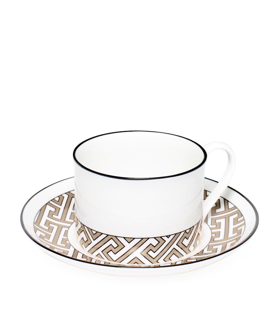 O.W.London Maze bone china teacup and saucer (British brand)