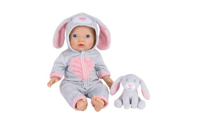 Tiny Treasures bunny doll outfit with hooded all-in-one - British product