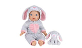 Tiny Treasures bunny doll outfit with hooded all-in-one - British product