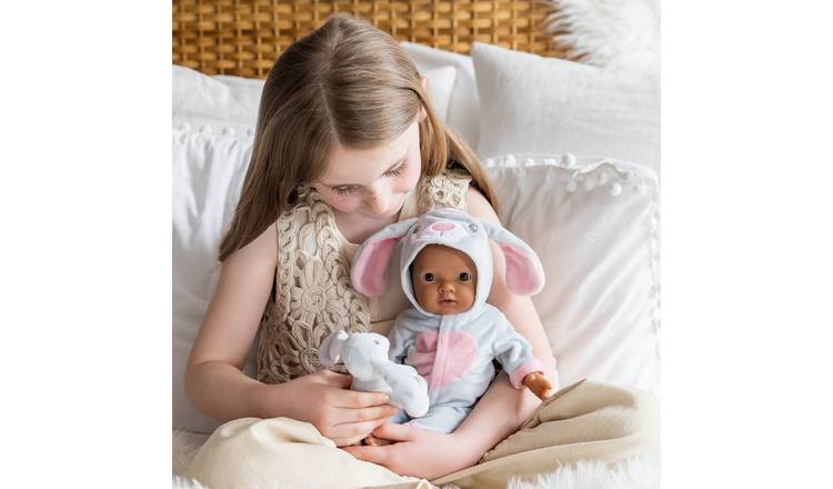 Tiny Treasures bunny doll outfit with hooded all-in-one - British product