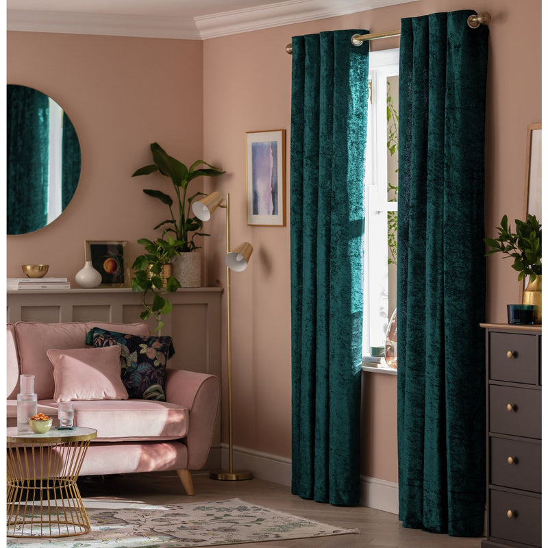 Argos Home Crushed Velvet Eyelet Curtains - Emerald - 229x229cm