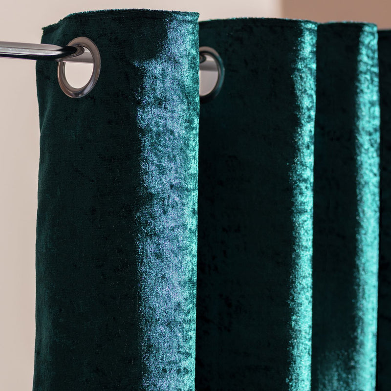 Argos Home Crushed Velvet Eyelet Curtains - Emerald - 229x229cm