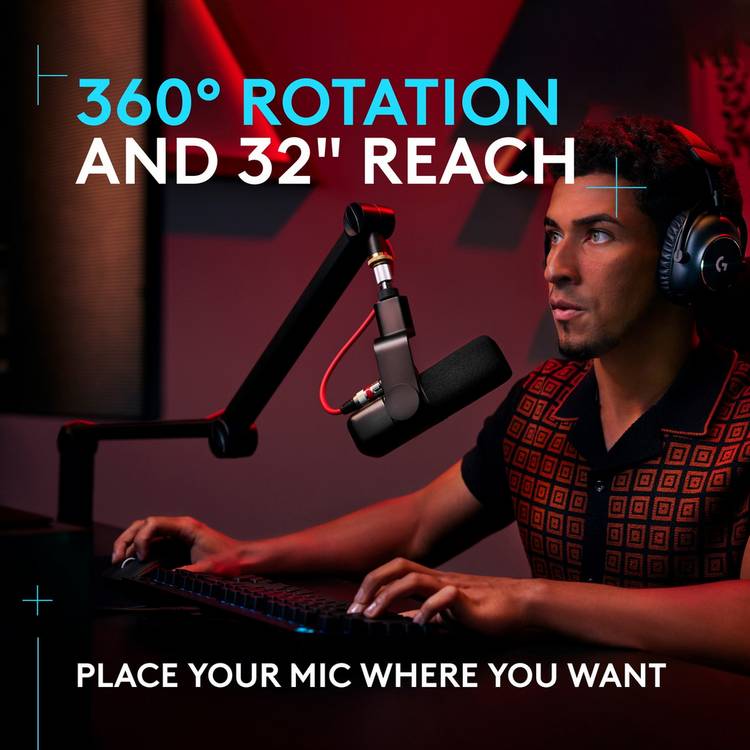 Logitech G Compass broadcast boom microphone arm (British brand)