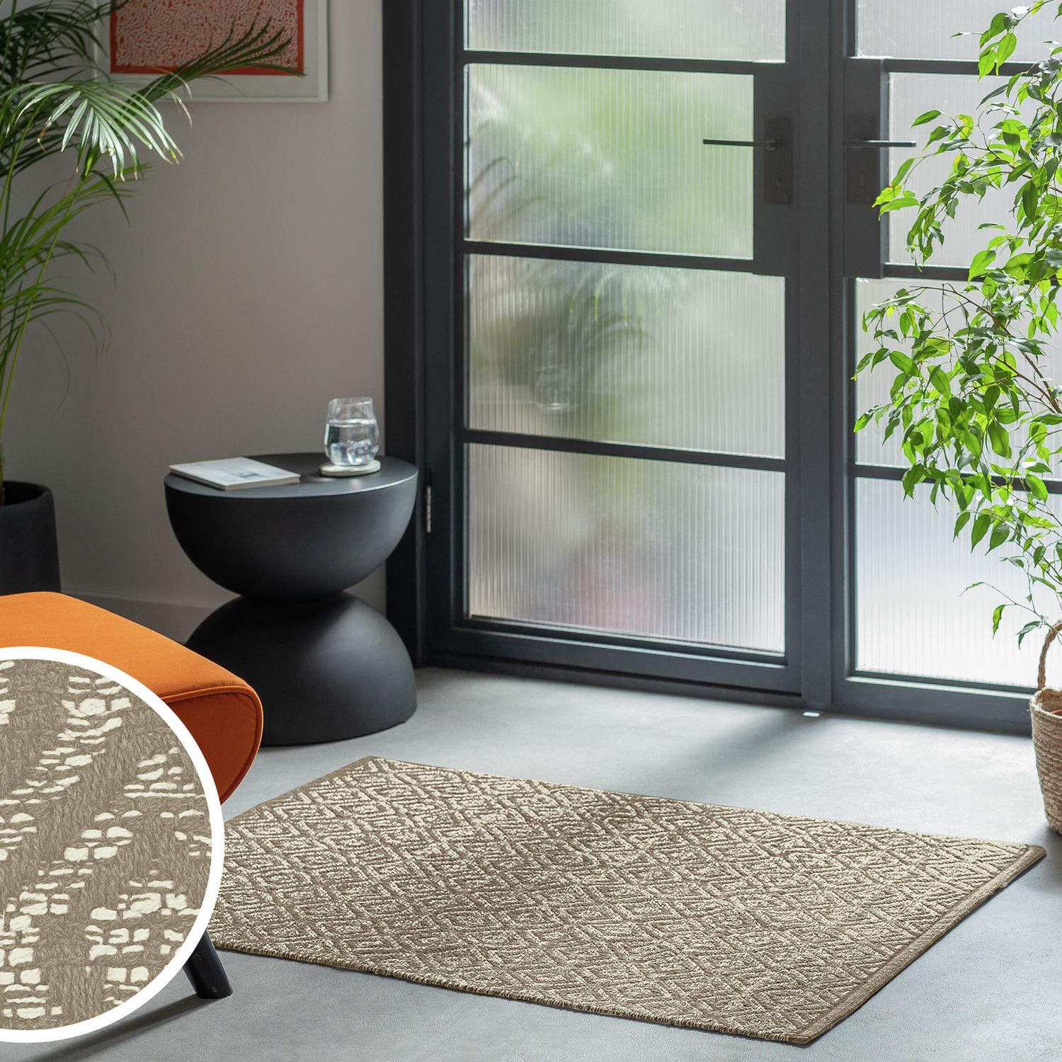 Argos Home Geometric Blue Cotton Flatweave Rug 80x110cm