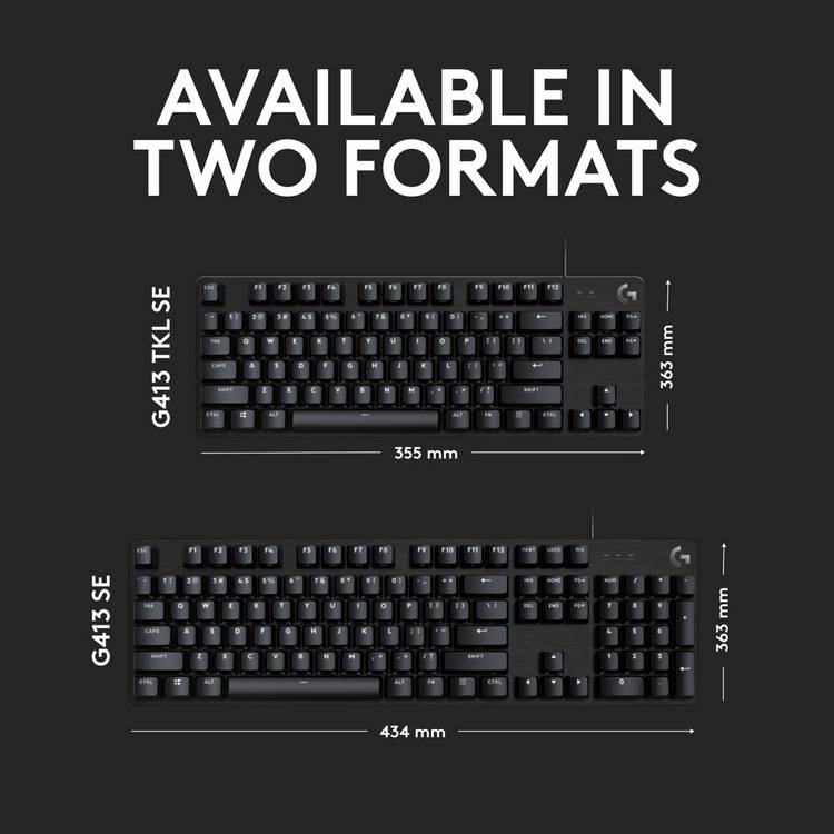 Logitech G413 SE wired gaming keyboard black, imported from the UK