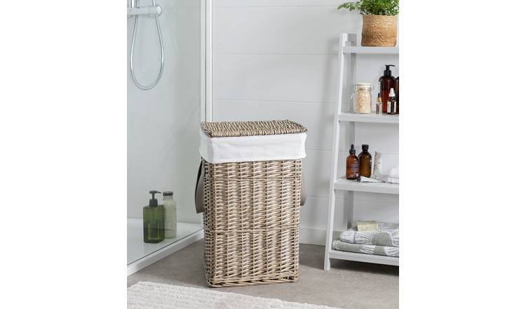 Argos Home grey willow laundry basket with removable liner, imported from the UK