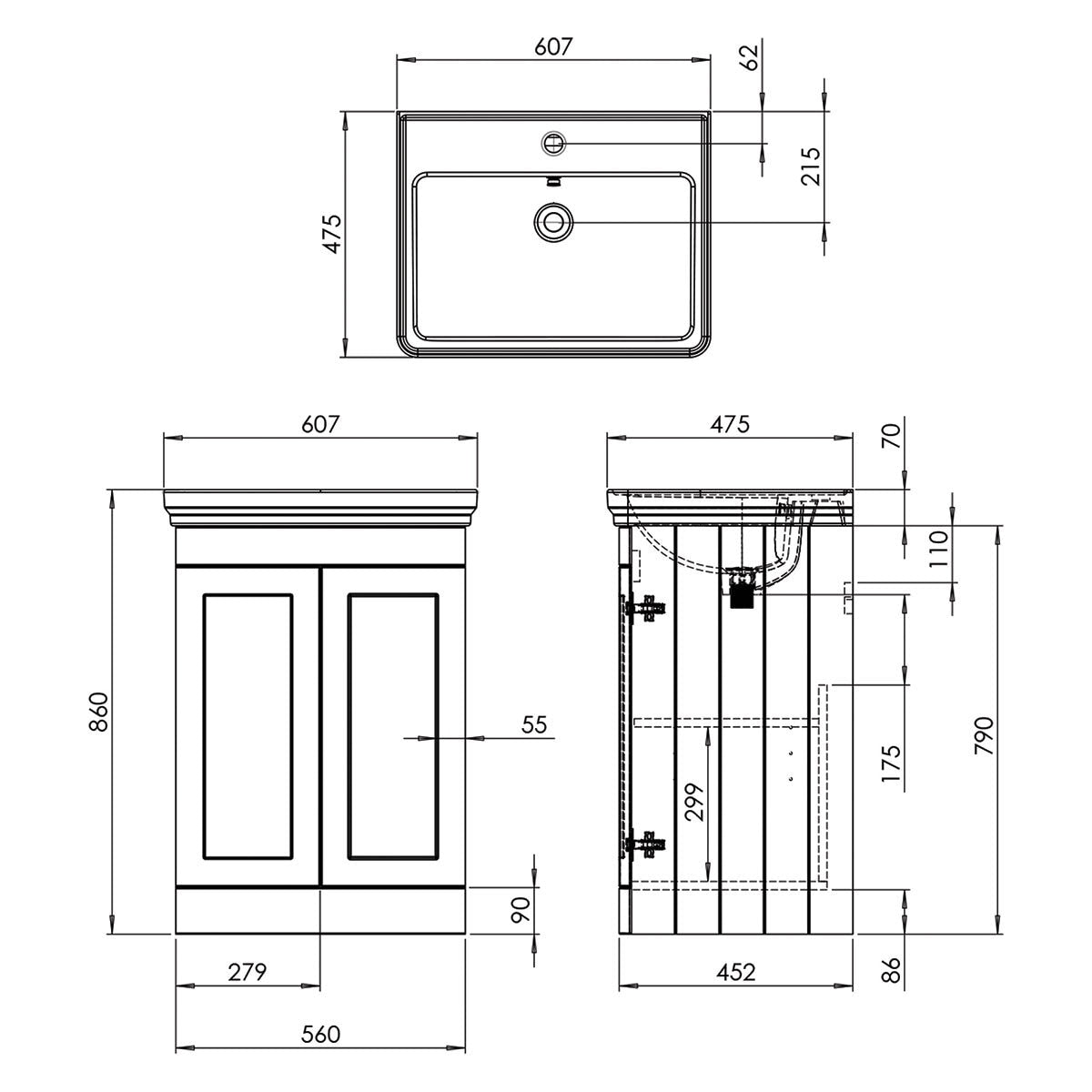Tavistock Ashby floor mounted vanity unit white (British brand)