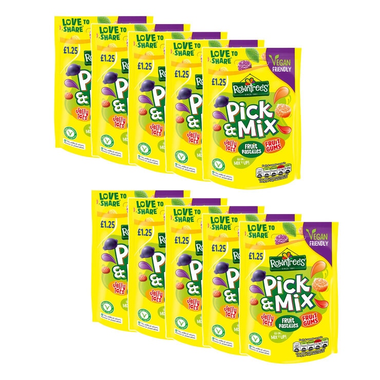 Rowntree's mixed sweets Jelly Tots Fruit Gums 10x120g, imported from the UK