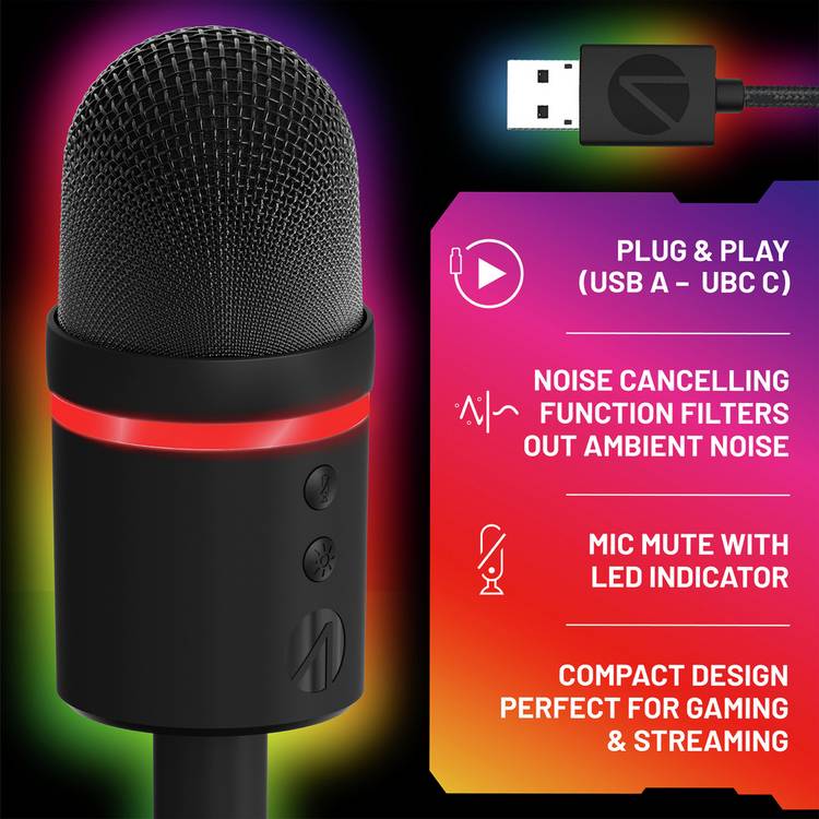 STEALTH gaming microphone light-up USB PC PS4 PS5 (British brand)