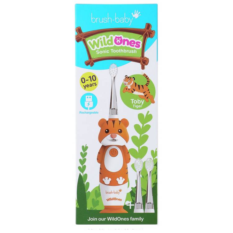 brush-baby WildOnes Tiger electric toothbrush, imported from the UK