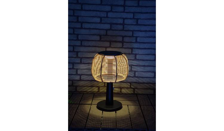 Habitat solar table lamp warm white rattan effect 33cm, imported from the UK