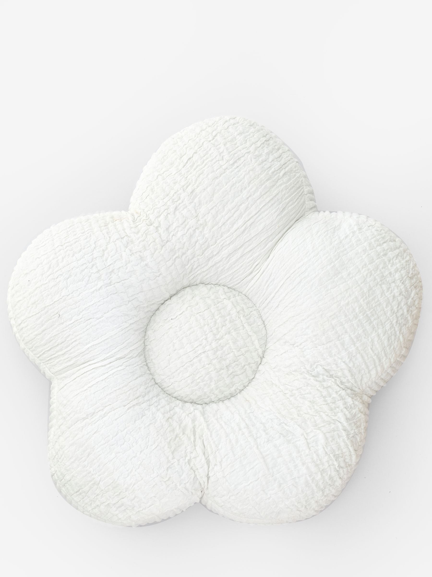 White textured daisy cushion 100% cotton, imported from the UK