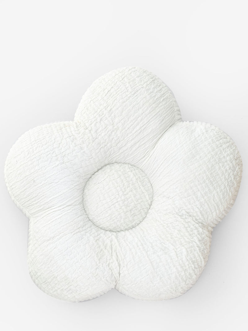 White textured daisy cushion 100% cotton, imported from the UK