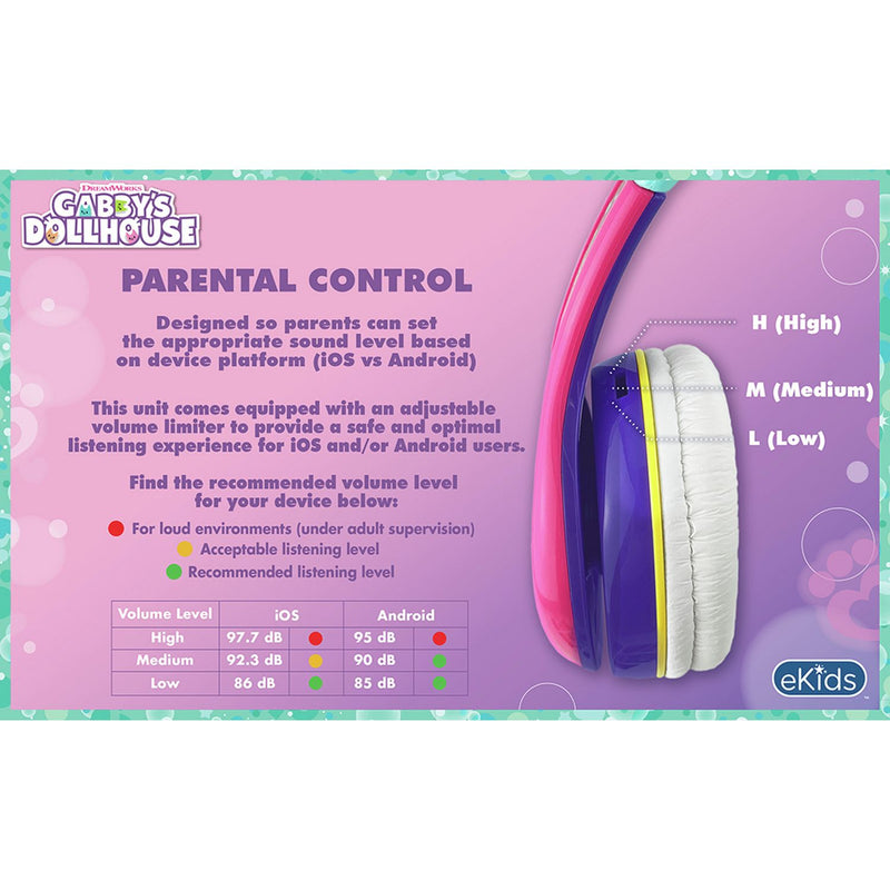 eKids Gabby's Dollhouse kids Bluetooth headphones - British product