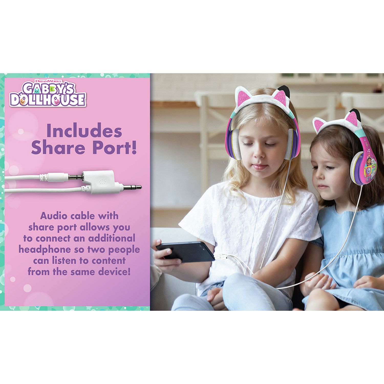 eKids Gabby's Dollhouse kids Bluetooth headphones - British product