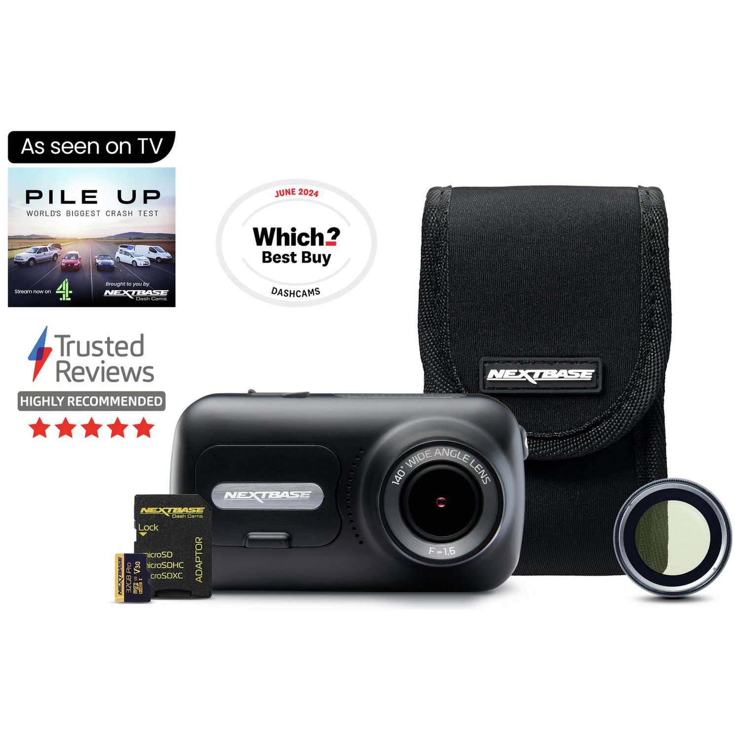 Nextbase 322GW front dash cam bundle with 32GB card (British brand)