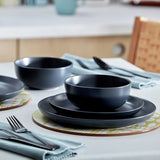 Habitat 4 piece stoneware pasta bowl set in matte charcoal, UK version