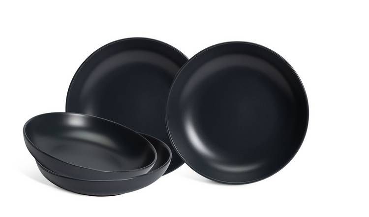 Habitat Matte Glaze 4 Piece Stoneware Pasta Bowl - Charcoal GOODS Argos