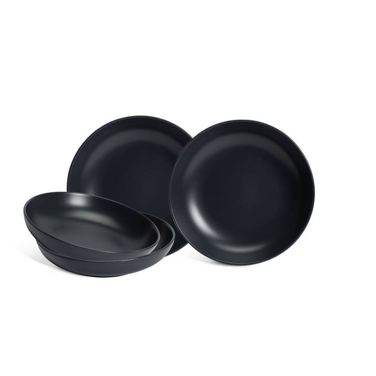 Habitat 4 piece stoneware pasta bowl set in matte charcoal, UK version