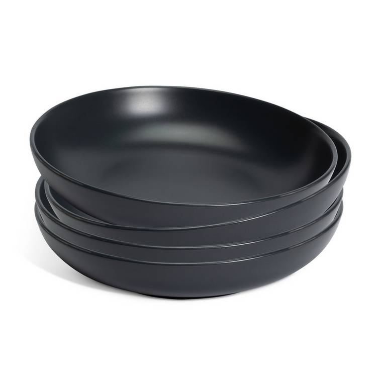 Habitat 4 piece stoneware pasta bowl set in matte charcoal, UK version