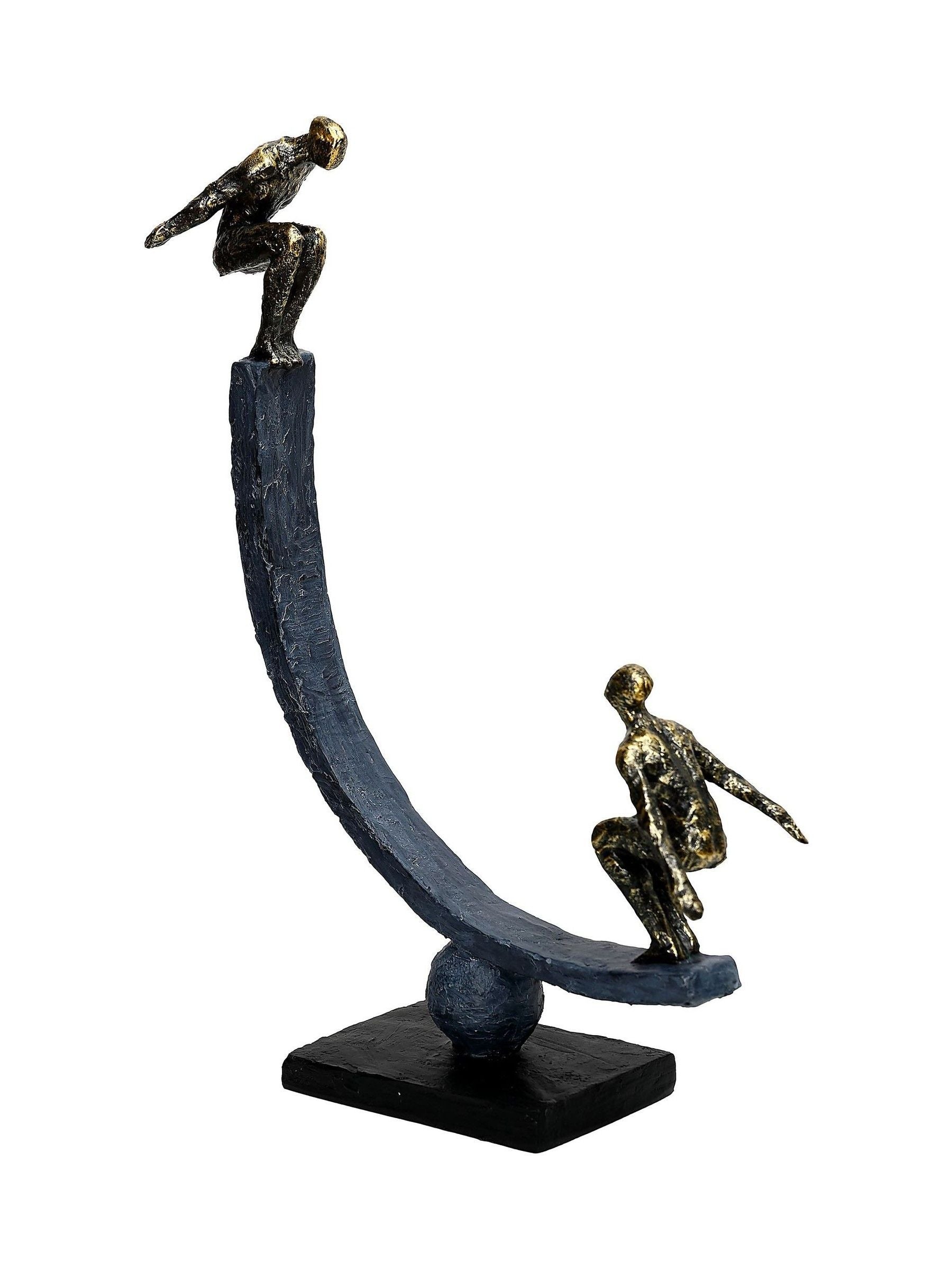 Libra Interiors antique gold bronze balancing act figures sculpture (British brand)