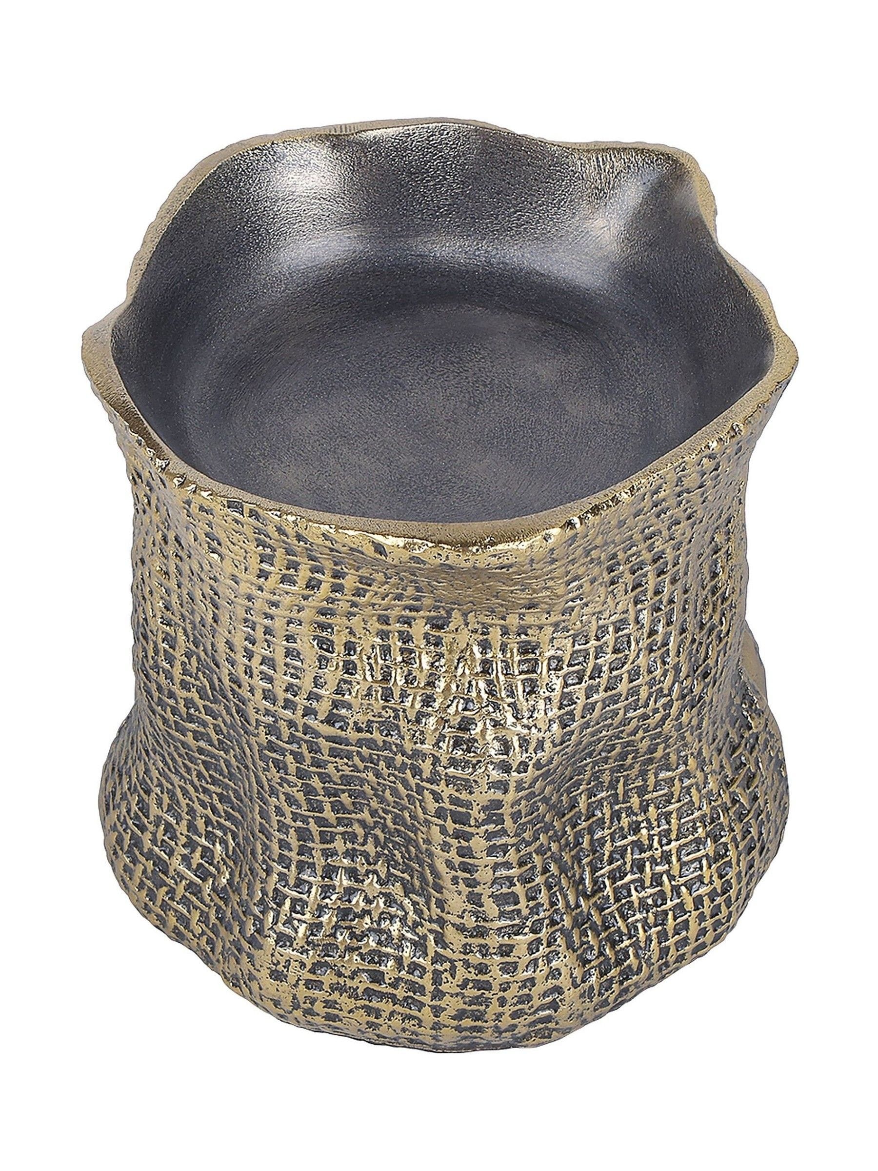 Libra Interiors antique brass gold molten weave candle holder 11.5cm (British brand)