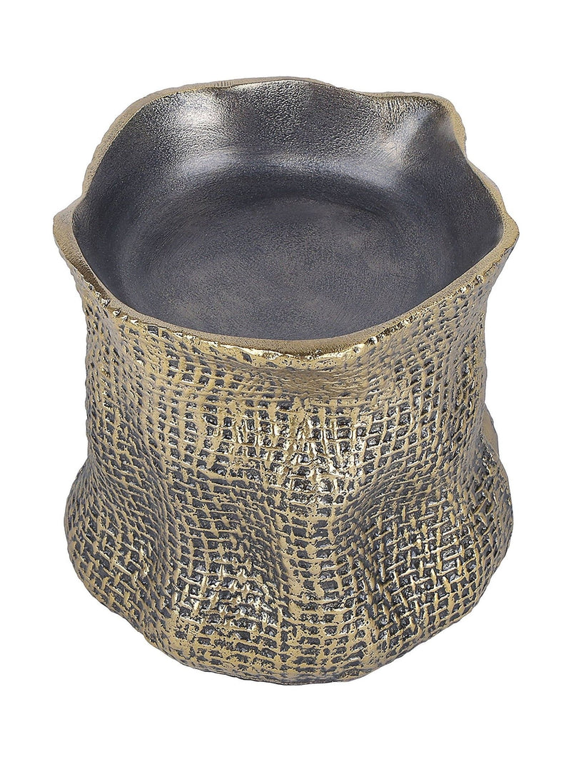 Libra Interiors antique brass gold molten weave candle holder 11.5cm (British brand)
