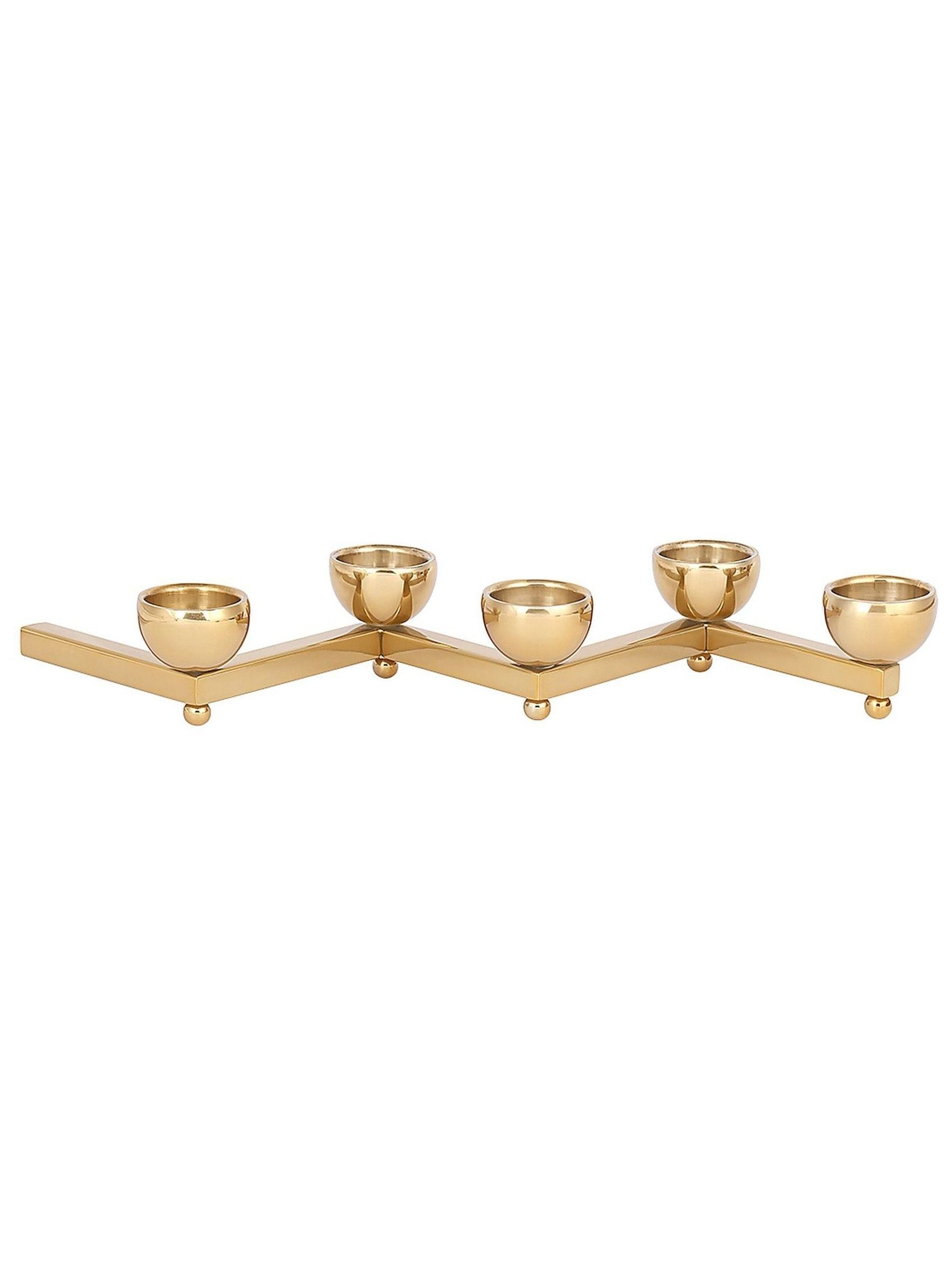 Libra Interiors gold Luca Zigzag tealight holder, UK version