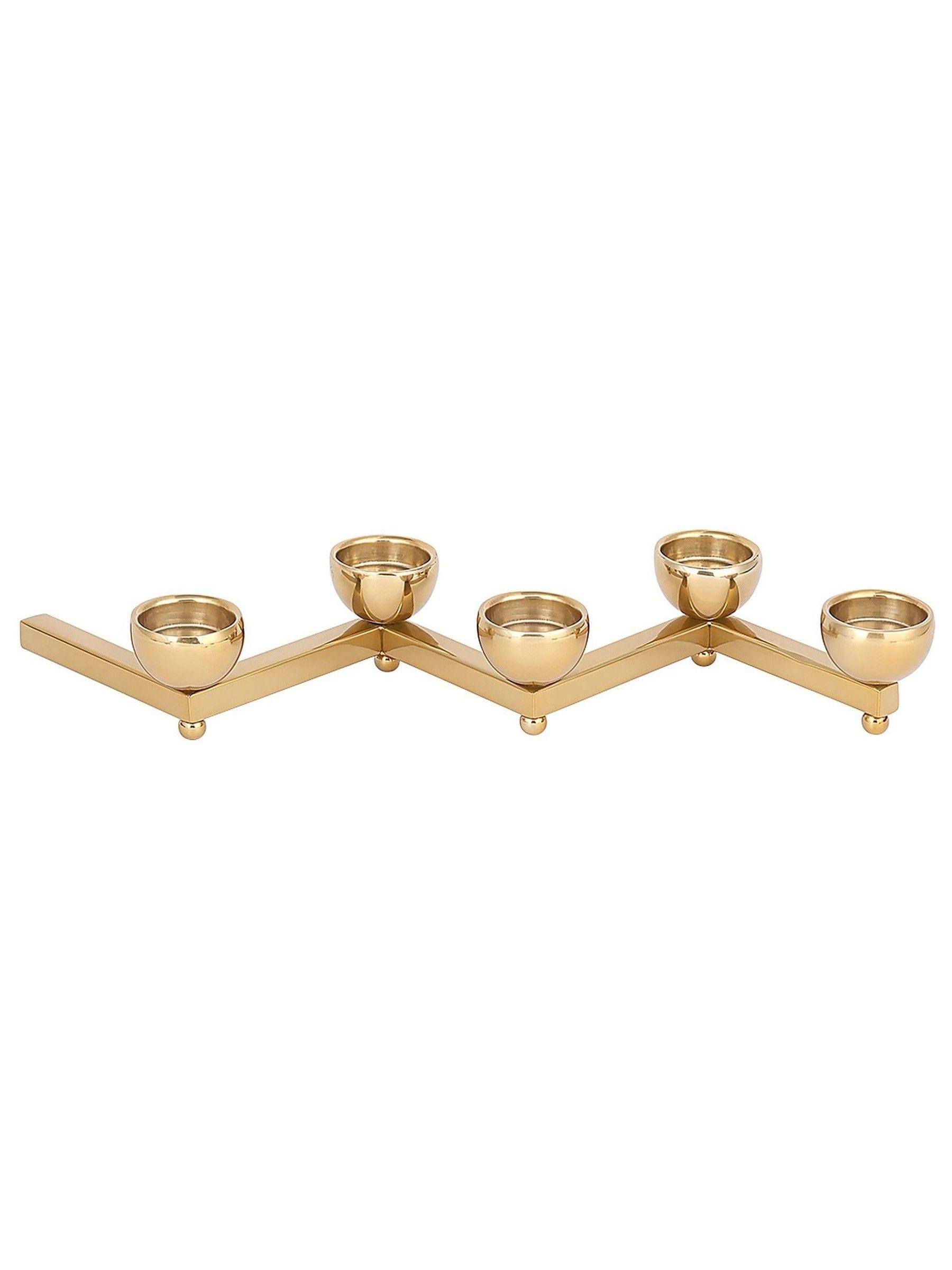 Libra Interiors gold Luca Zigzag tealight holder, UK version