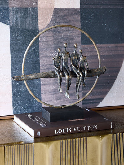 Next Libra Interiors Antique Gold Bronze Circle of Life Family Sculpture- Buy online at McGrocer
