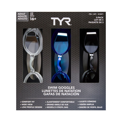 Costco UK TYR Adult Swimming Goggles 3 Pack- Buy online at McGrocer