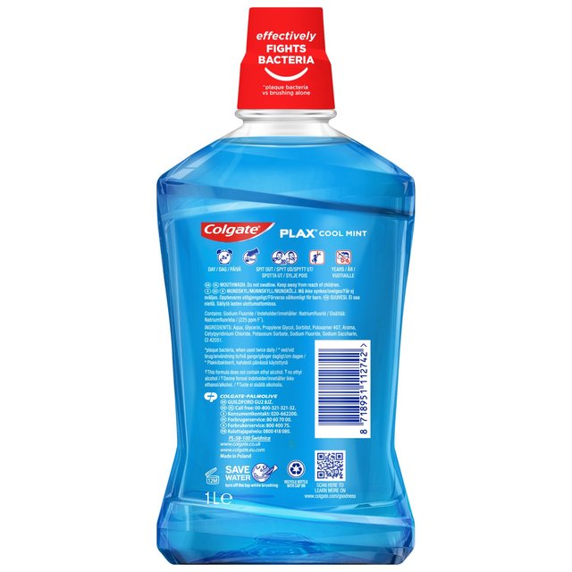 Colgate Plax Cool Mint Mouthwash Alcohol Free 1000ml   1L GOODS M&S   