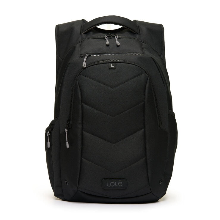 Lolë quilted backpack 26L in black and green (British brand)