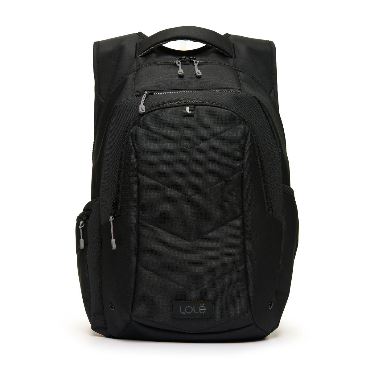 Lolë quilted backpack 26L in black and green (British brand)