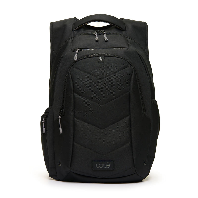 Lolë quilted backpack 26L in black and green (British brand)