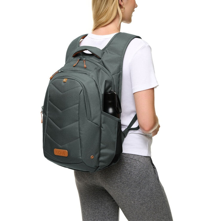 Lolë quilted backpack 26L in black and green (British brand)