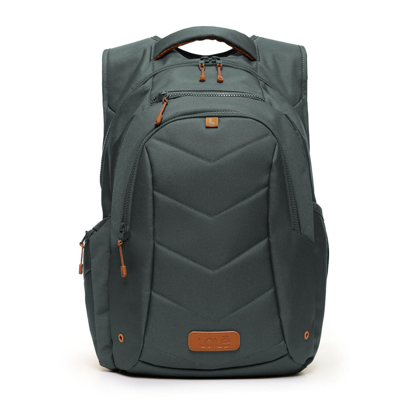 Lolë quilted backpack 26L in black and green (British brand)