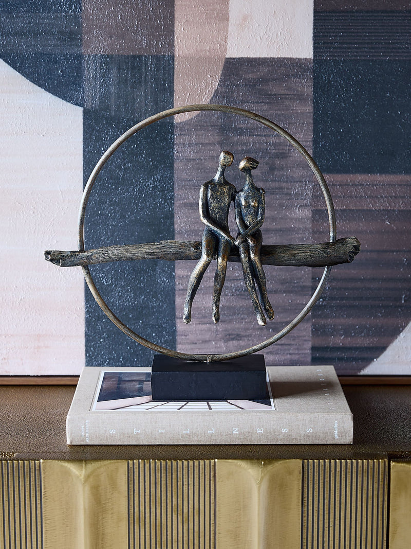 Libra Interiors antique gold bronze couple sculpture, UK version
