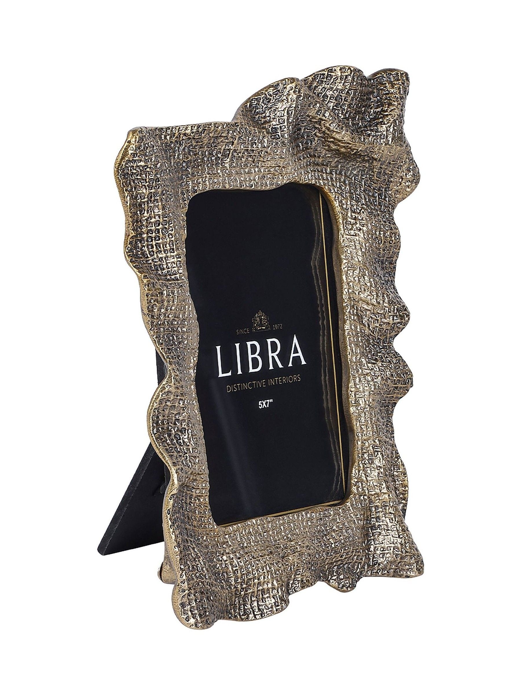 Libra Interiors antique brass gold molten weave photo frame 5x7 (British brand)