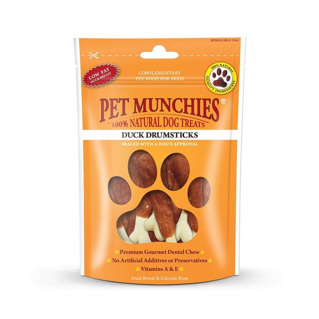 Pet Munchies Natural Duck Drumsticks Dog Treats   100g