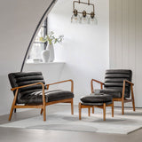 Gallery Datsun antique ebony leather armchair in grey, UK version