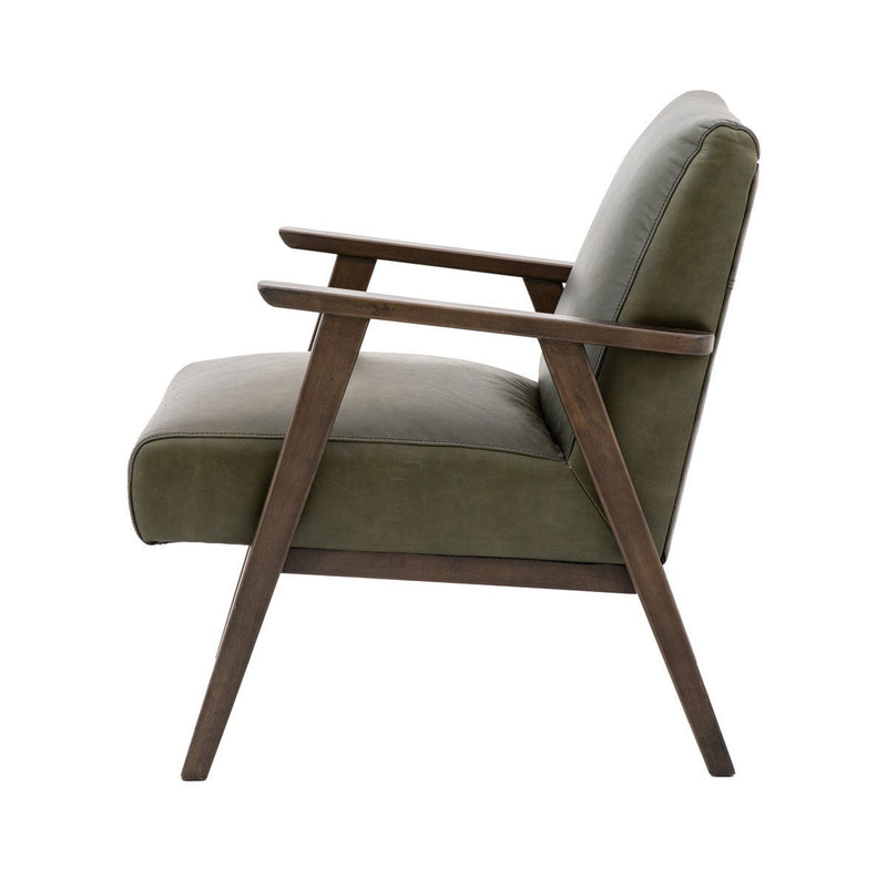 Gallery Neyland green leather armchair, UK version