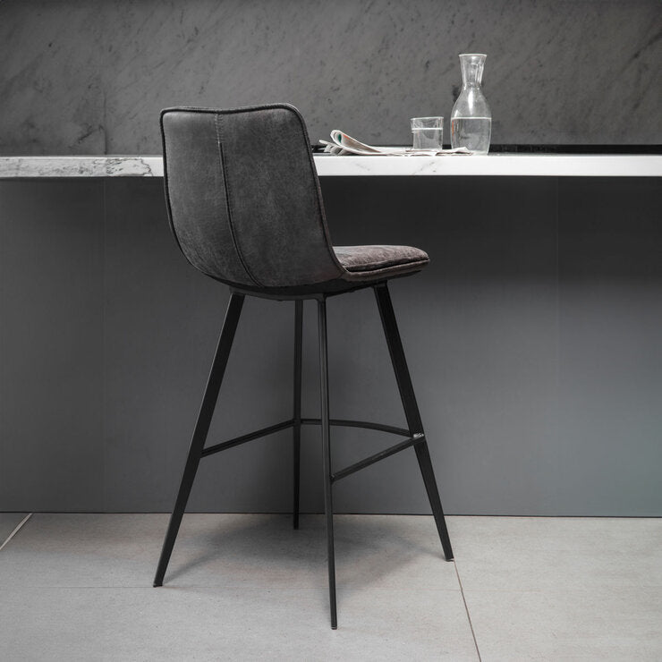 Gallery Henley grey faux leather bar stool 2 pack, UK version