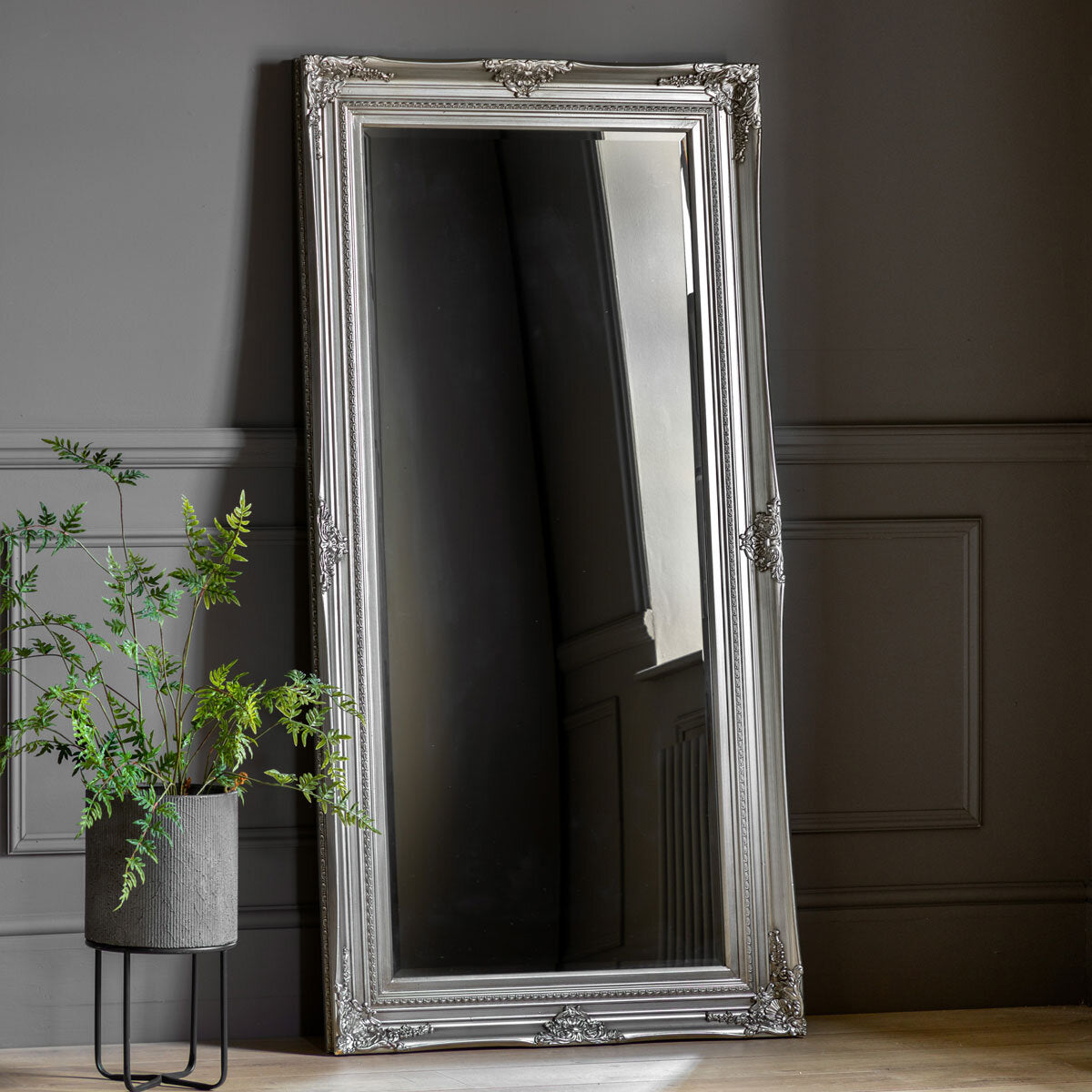 Gallery Hampshire leaner mirror silver frame 84x170cm (British brand)