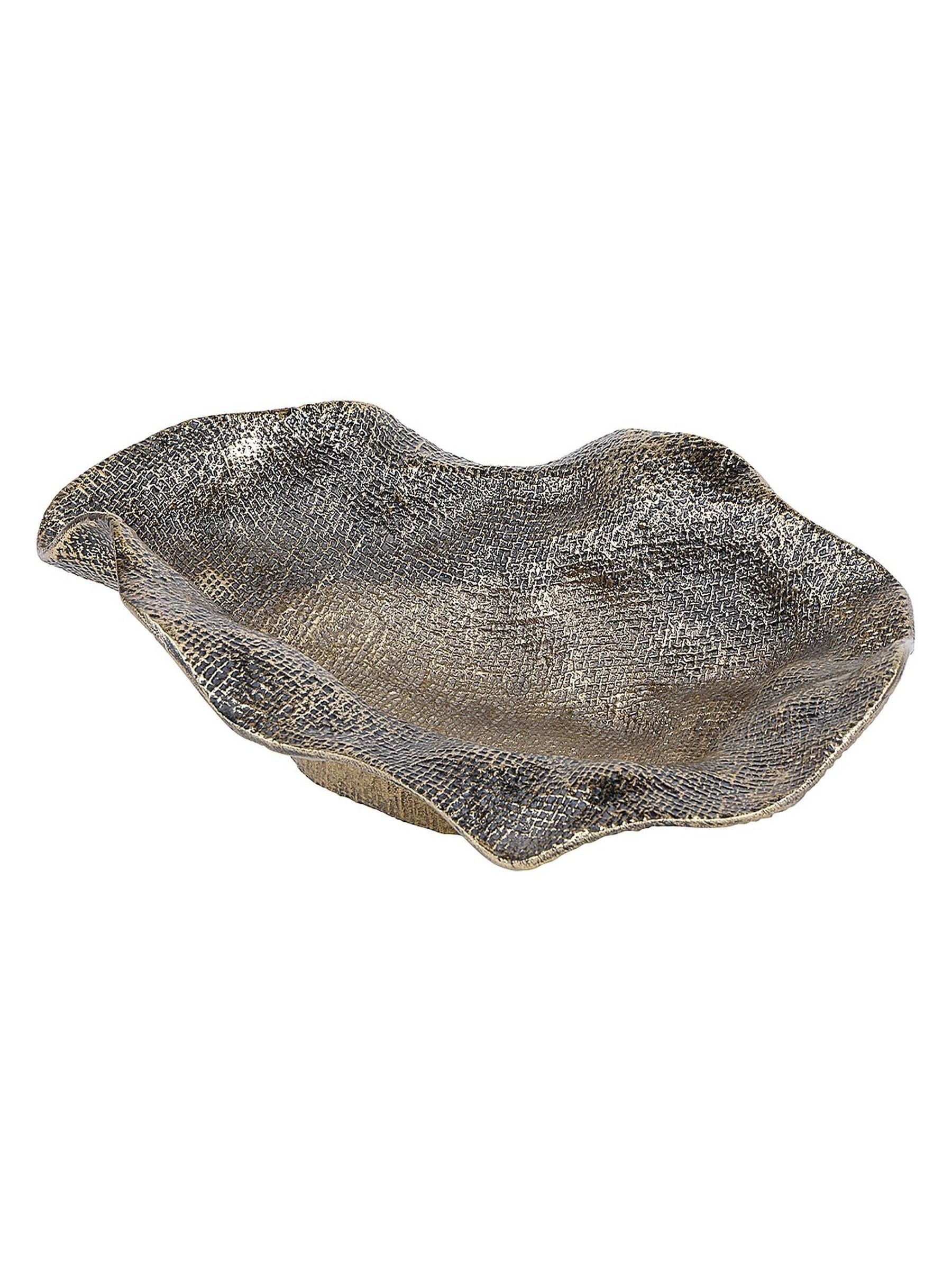 Libra Interiors antique brass gold molten weave bowl - British product