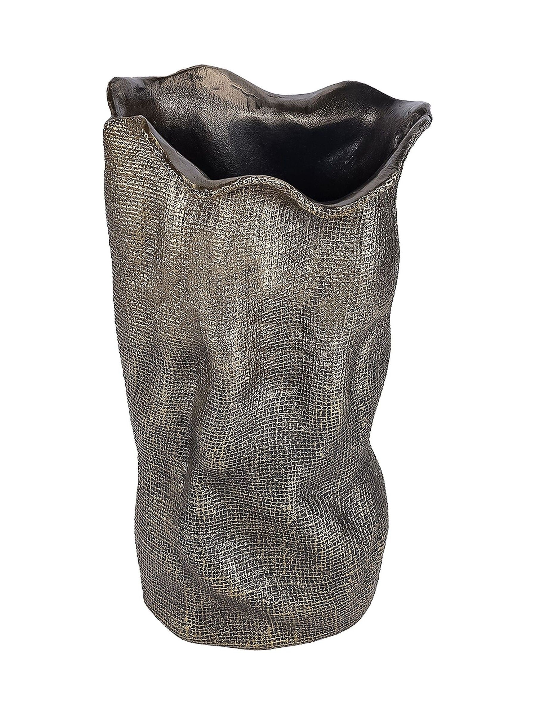 Libra Interiors vase Antique Brass Gold Molten Weave Large, imported from the UK