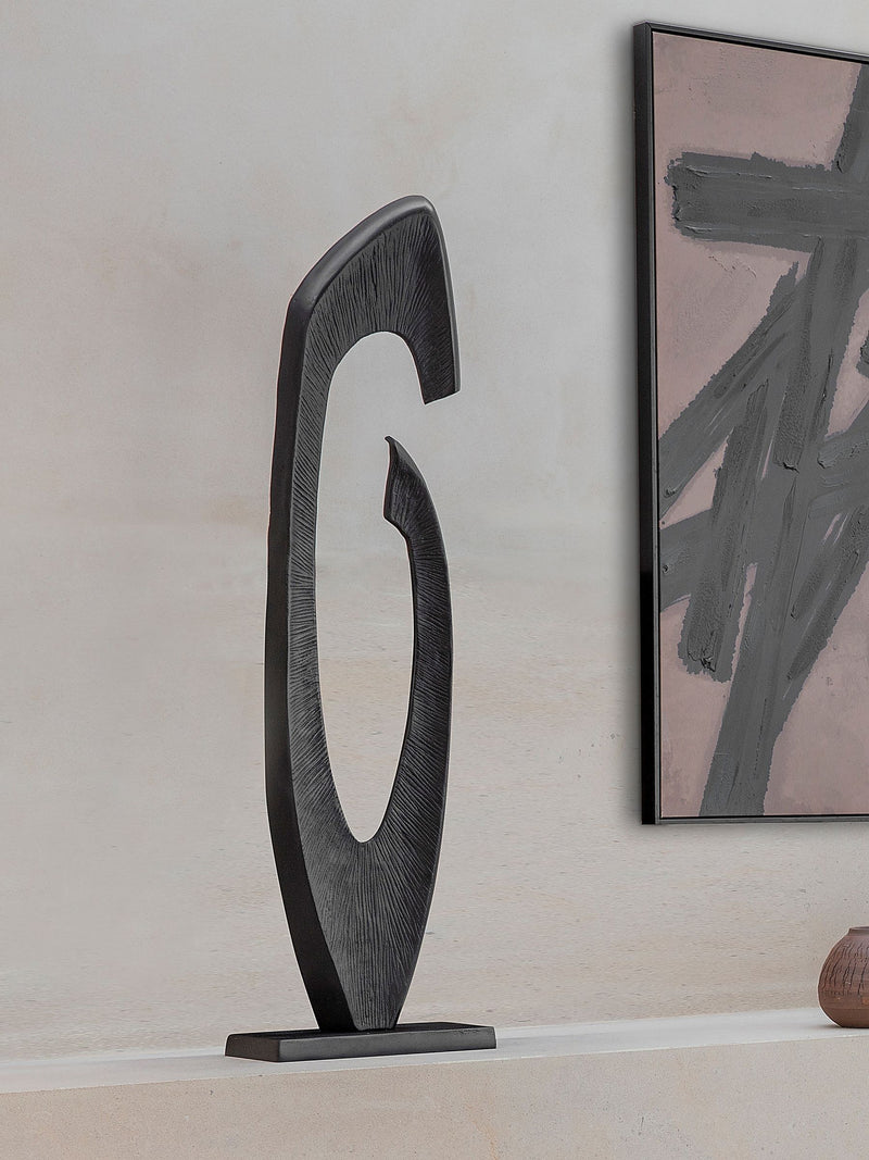 Libra Interiors Axis black aluminium sculpture 117cm - British product
