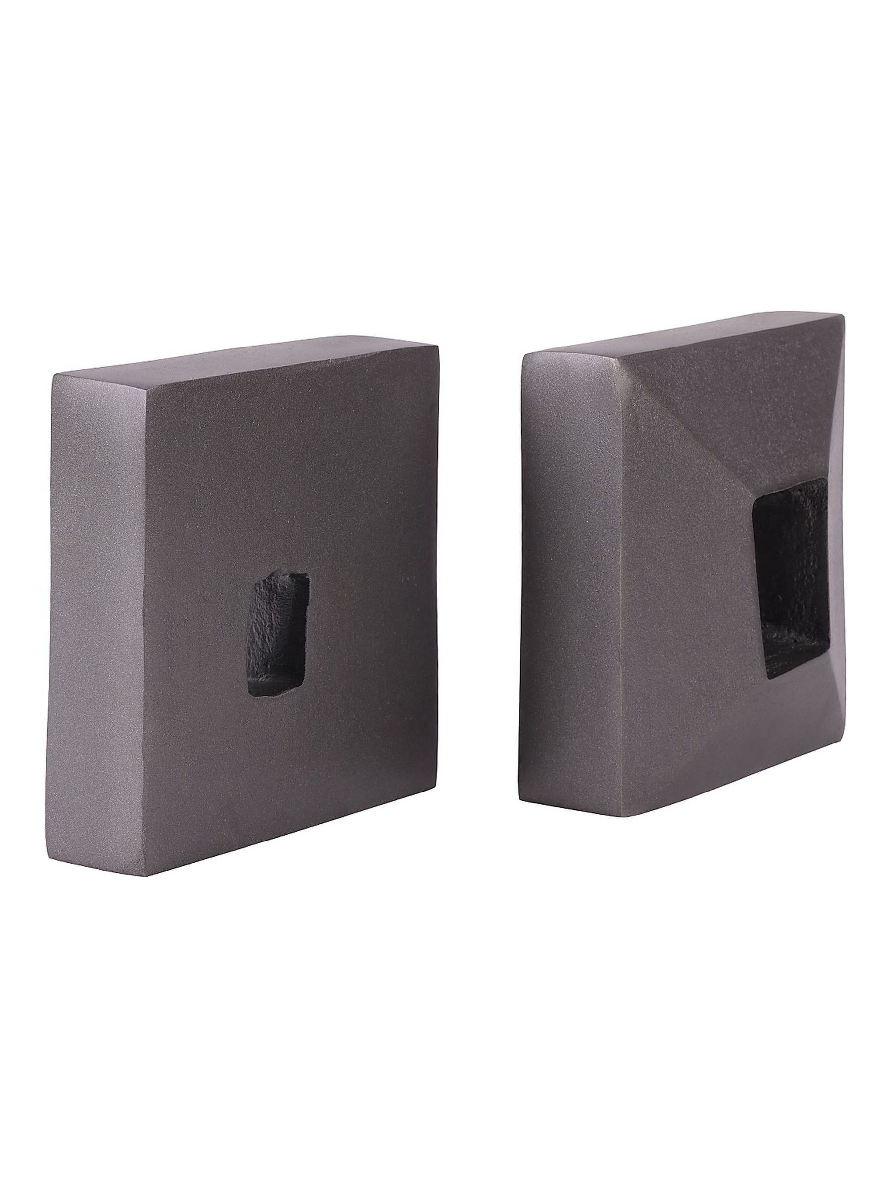 Libra Interiors bookends set of two grey geometric antique lead aluminium (British brand)